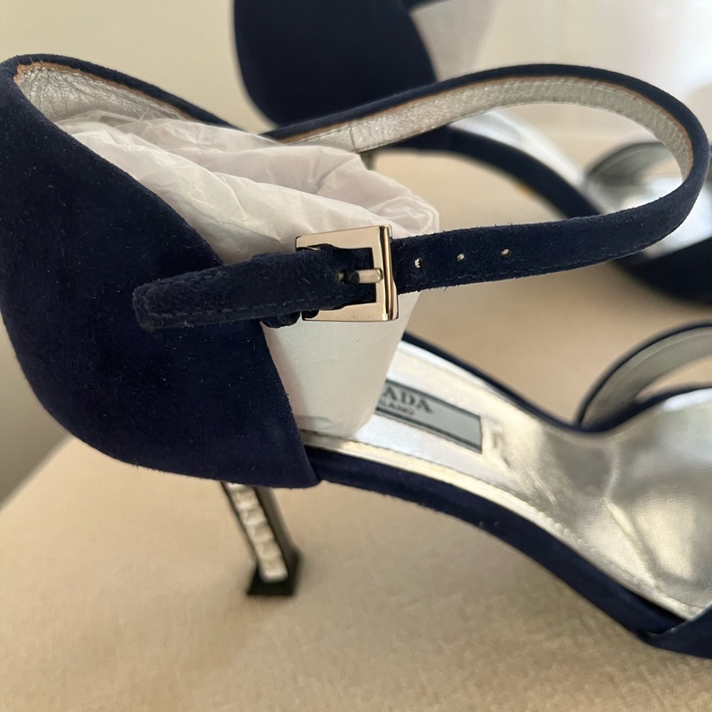 Prada Blue suede with crystal heels - Picture 7 of 11